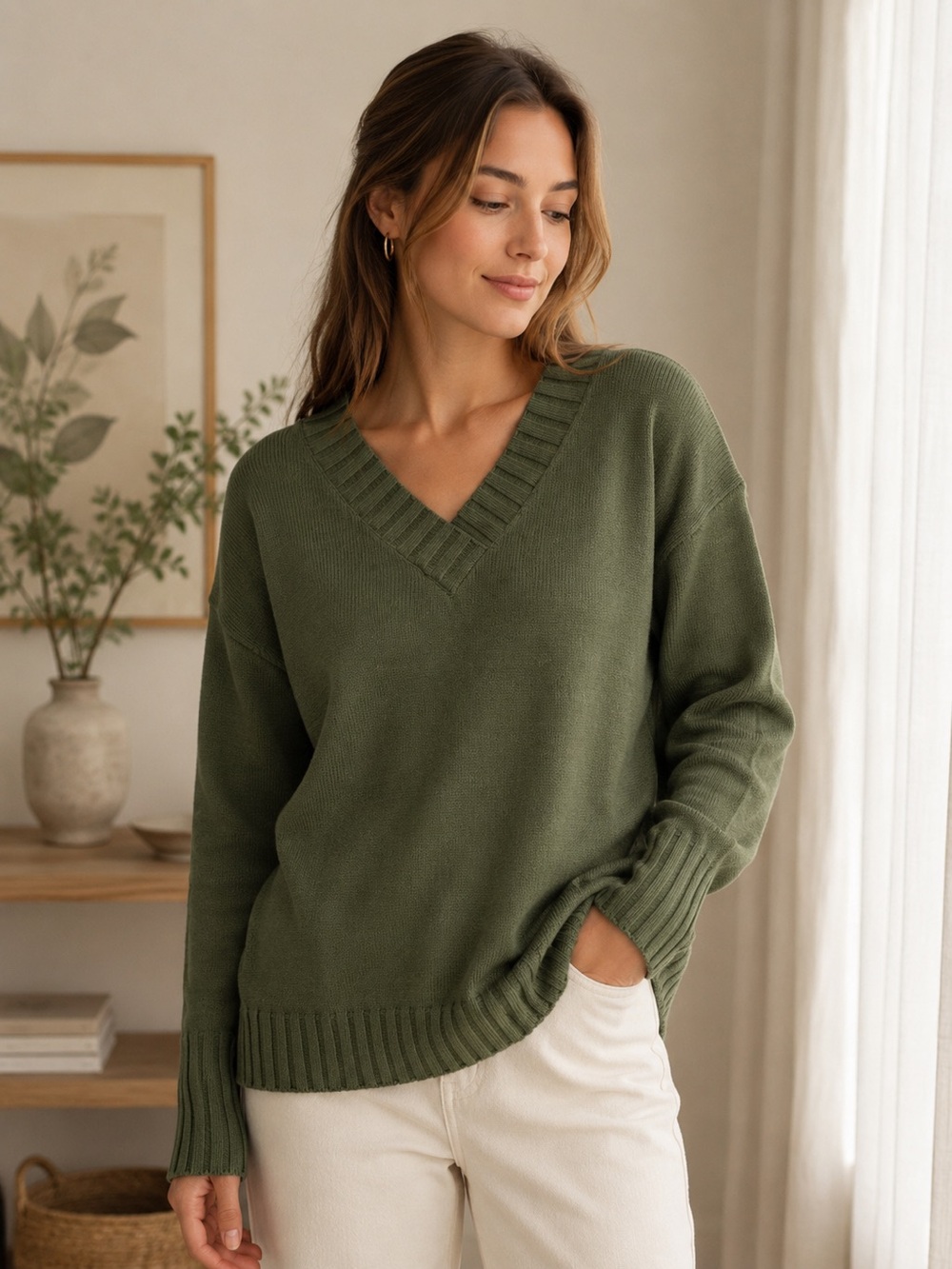 Long Sleeve V-Neck Sweater Size S